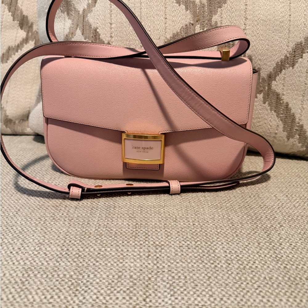 kate spade Blush Pink Leather Crossbody with Gold-Tone Plaque